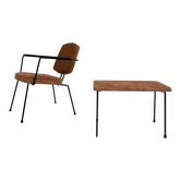 Fauteuil Model 5002 avec table par Rudolf Wolf pour Elsrijk, années 1950.