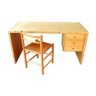 Pine wood writing desk set by Ate van Apeldoorn for Houtwerk Hattem, The Netherlands 1960's/1970's