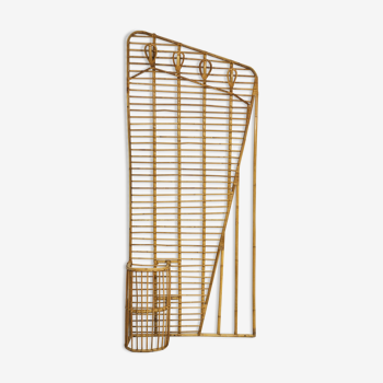 Louis Sognot coat rack in rattan and bamboo, France 1950's