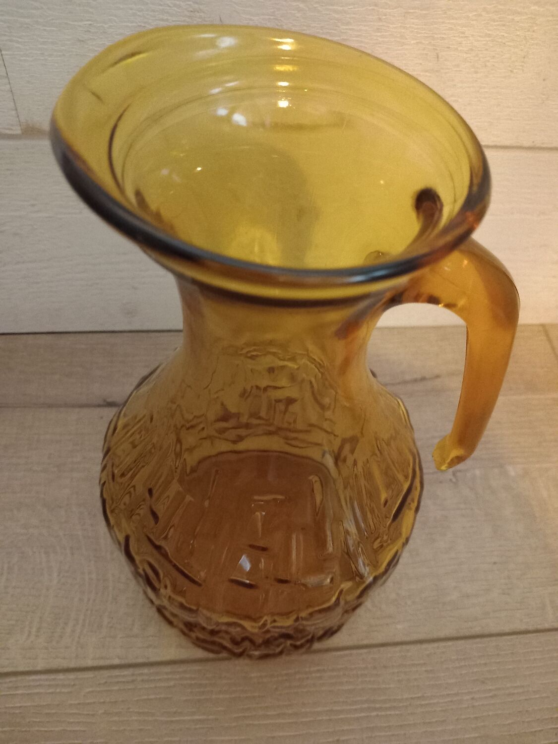 Vintage amber glass pitcher