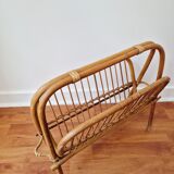 Foldable rattan magazine rack - Vintage