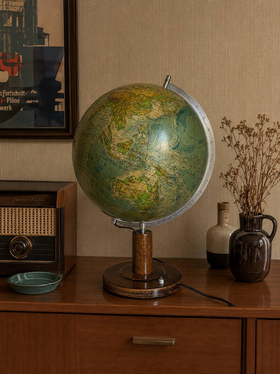Vintage globe 1950/1953 terrestrial Räth world map ex-GDR - 52 cm