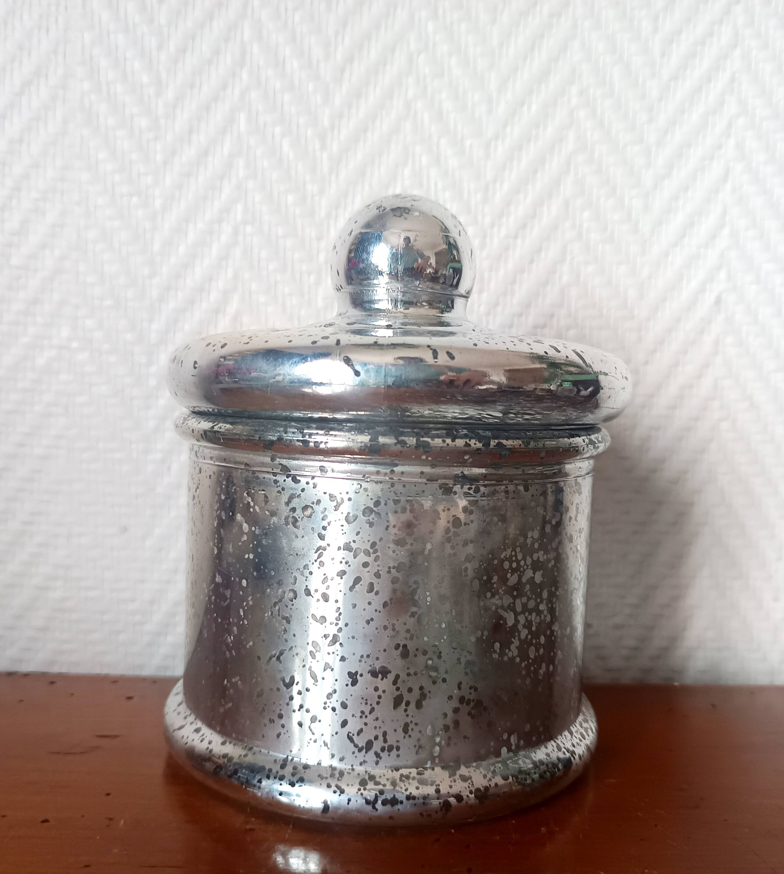 Vintage candy dish in reverse-painted glass