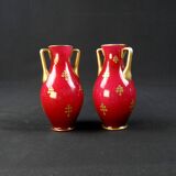 Pair of Baccarat crystal baluster vases decorated with a Lorraine cross