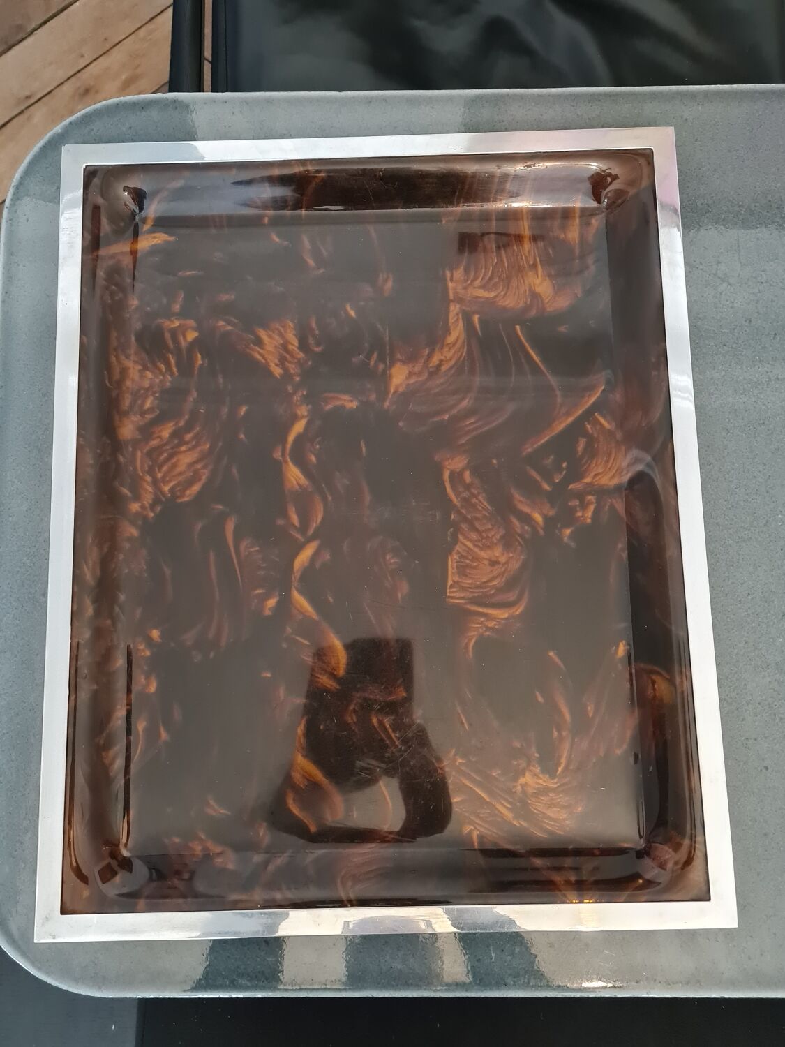 Lucite tortoiseshell and silver metal style