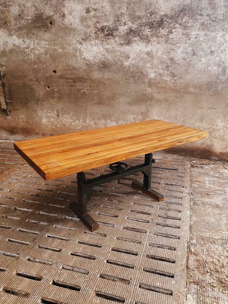 Industrial dining table oak on a workbench frame