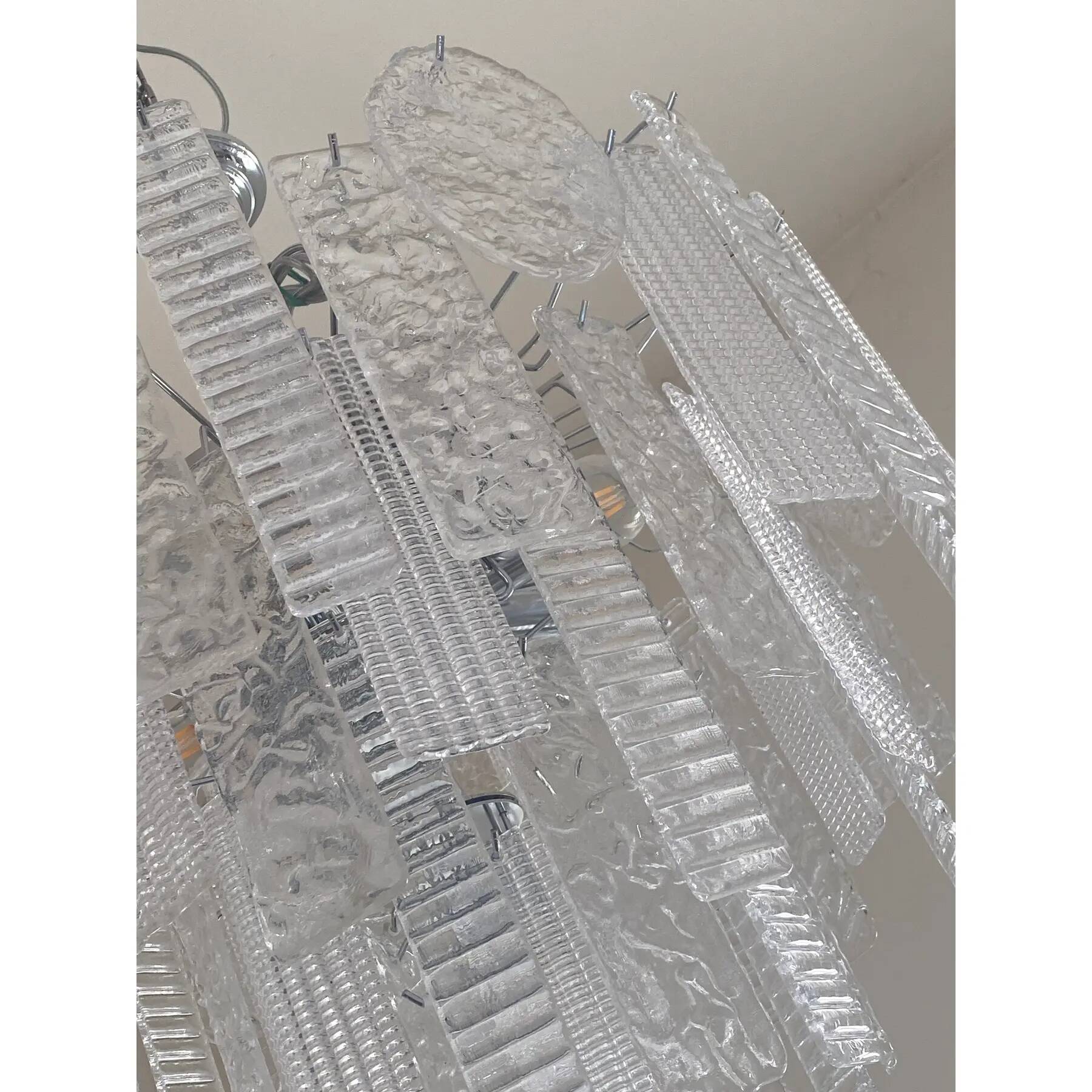 Art Deco Murano Glass Style Chandelier Clear Italian Sputnik Art by SimoEng