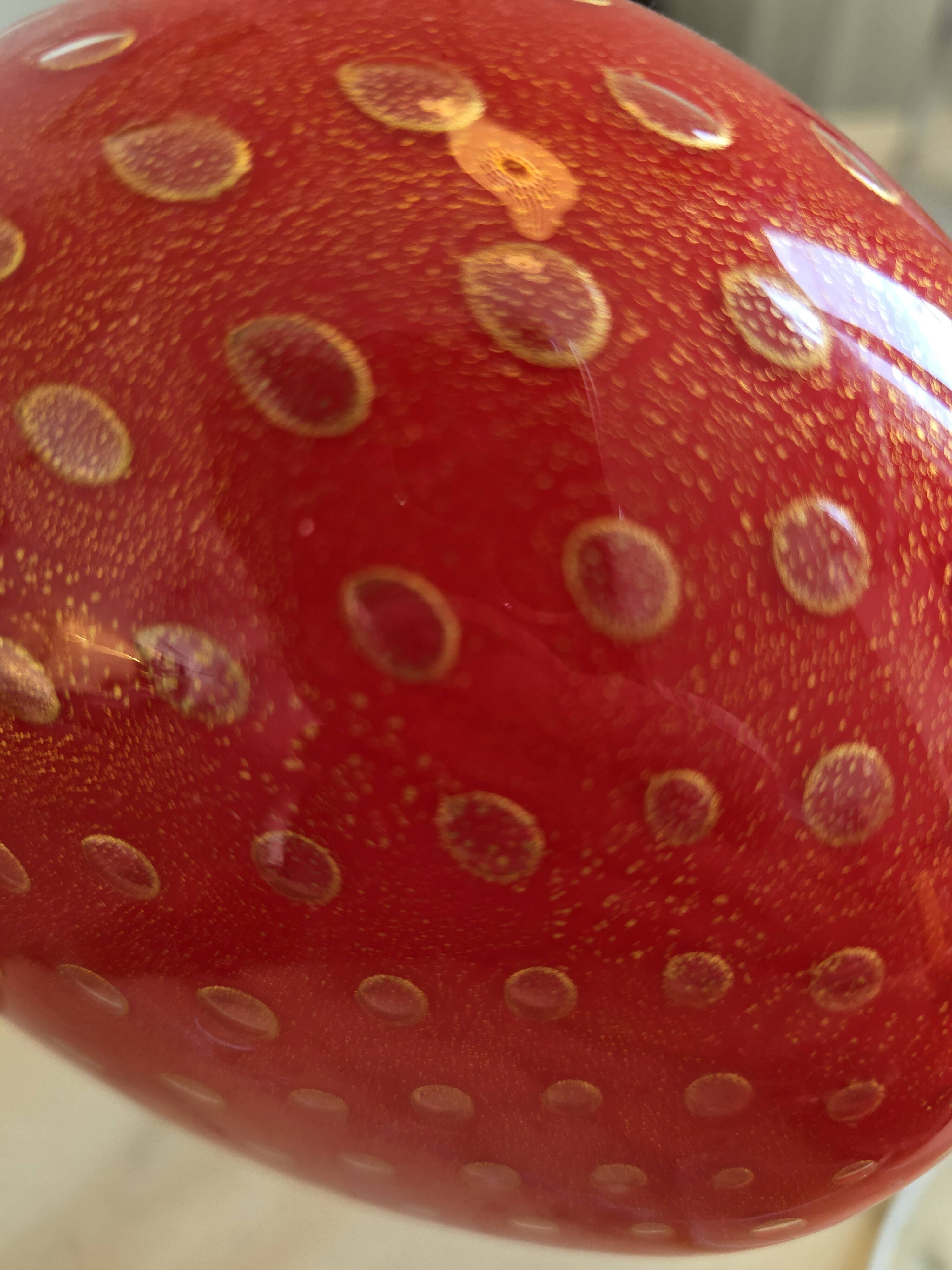 Red ball vase in Murano blown glass – Italy 1970s