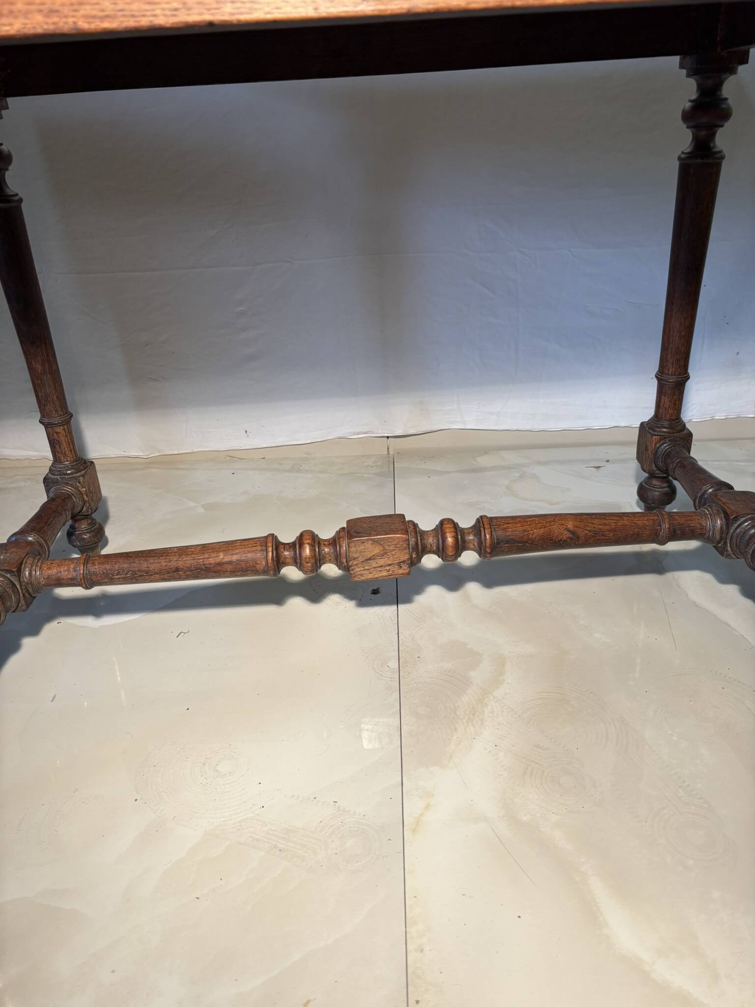 Antique solid wood table with turned legs