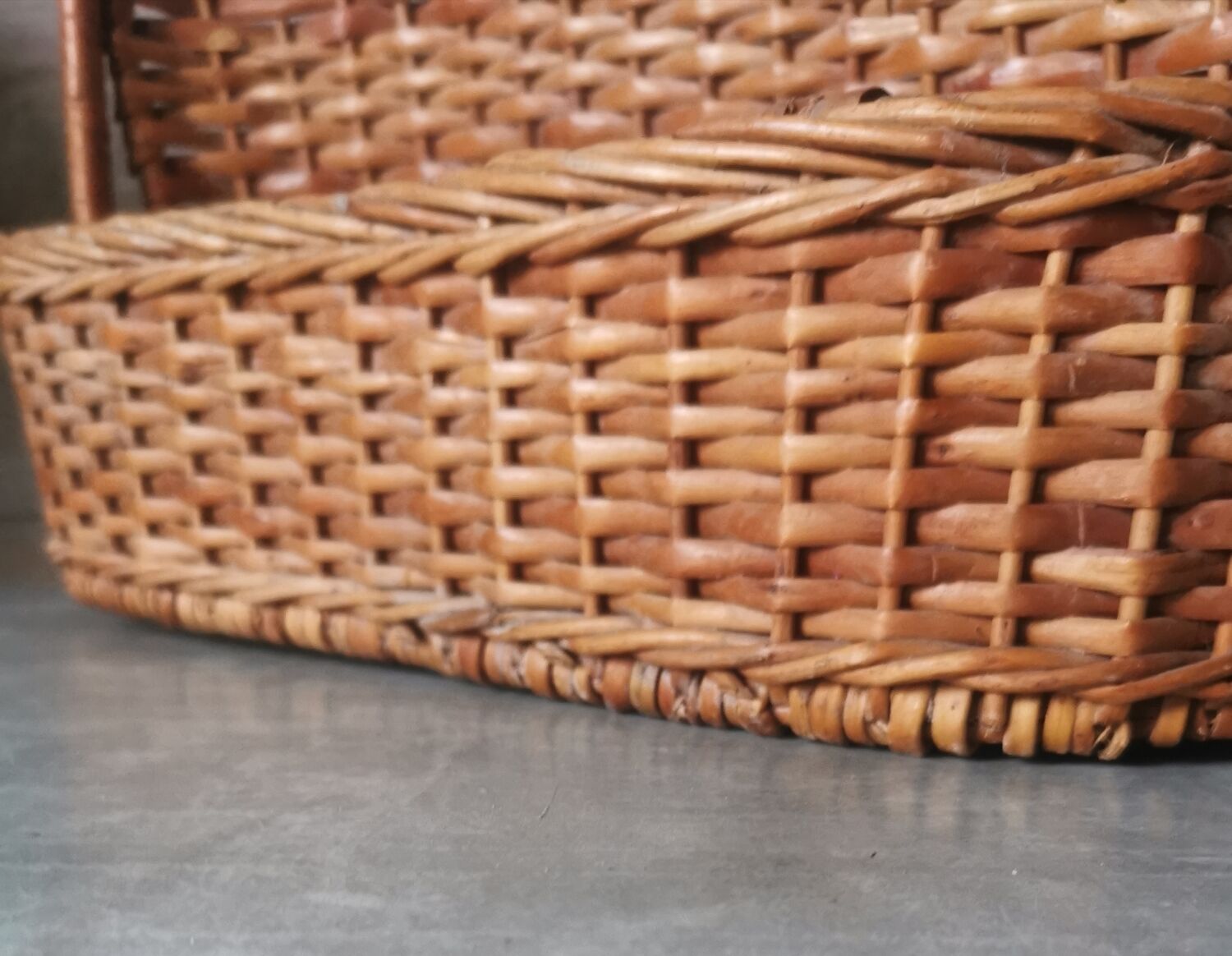 Vintage wicker bottle rack