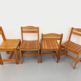 Set of 4 vintage pine chairs from the 70s