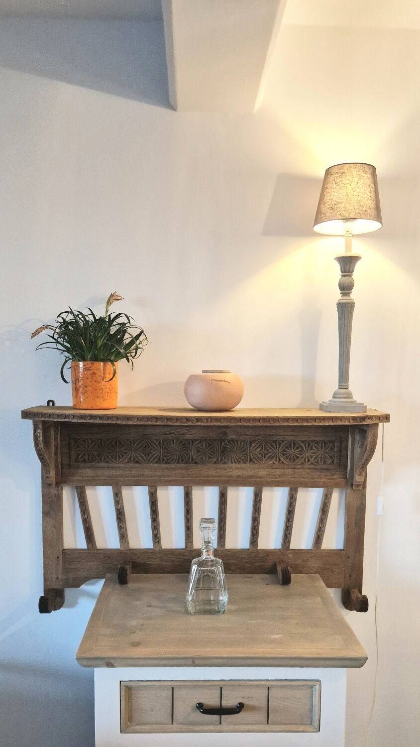 Old carved wood wall shelf