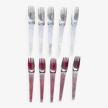 Dessert Service Modernist dessert forks cutlery 14 pieces Lunik 2060 Carl Auböck Morinox