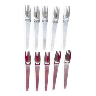 Dessert Service Modernist dessert forks cutlery 14 pieces Lunik 2060 Carl Auböck Morinox