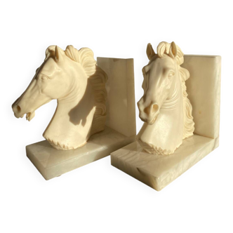 Pair of marble horse bookends