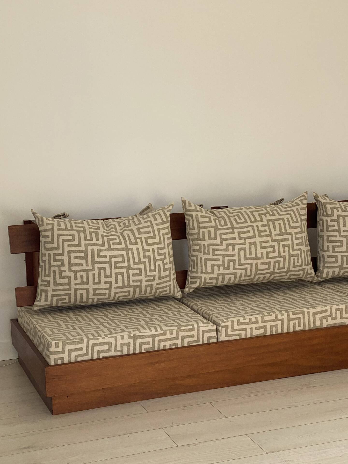 1970s wooden wall bench
