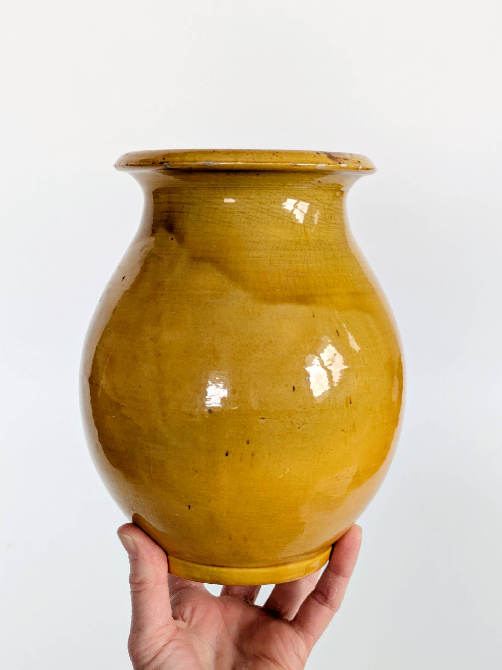 Jarre provençale vintage en terre cuite vernissée, Foucard-Jourdan Vallauris