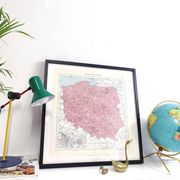 Old map of Poland Europe 43x43cm from 1950