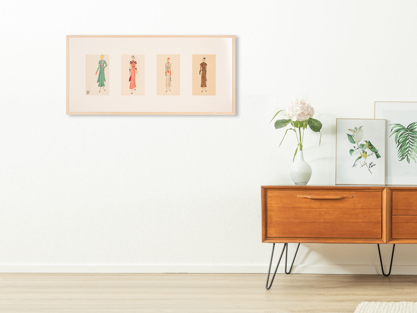 Art Déco Fashion Illustration V, Gouache on Paper, 123 x 58 cm