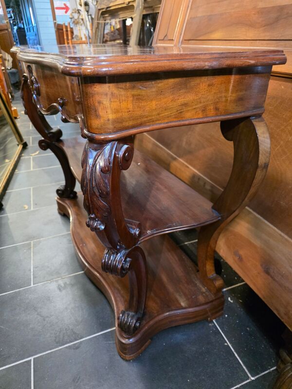 Console galbées Napoléon III XIXe en acajou