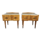 Mid-century nightstands in maple, brass, and glass