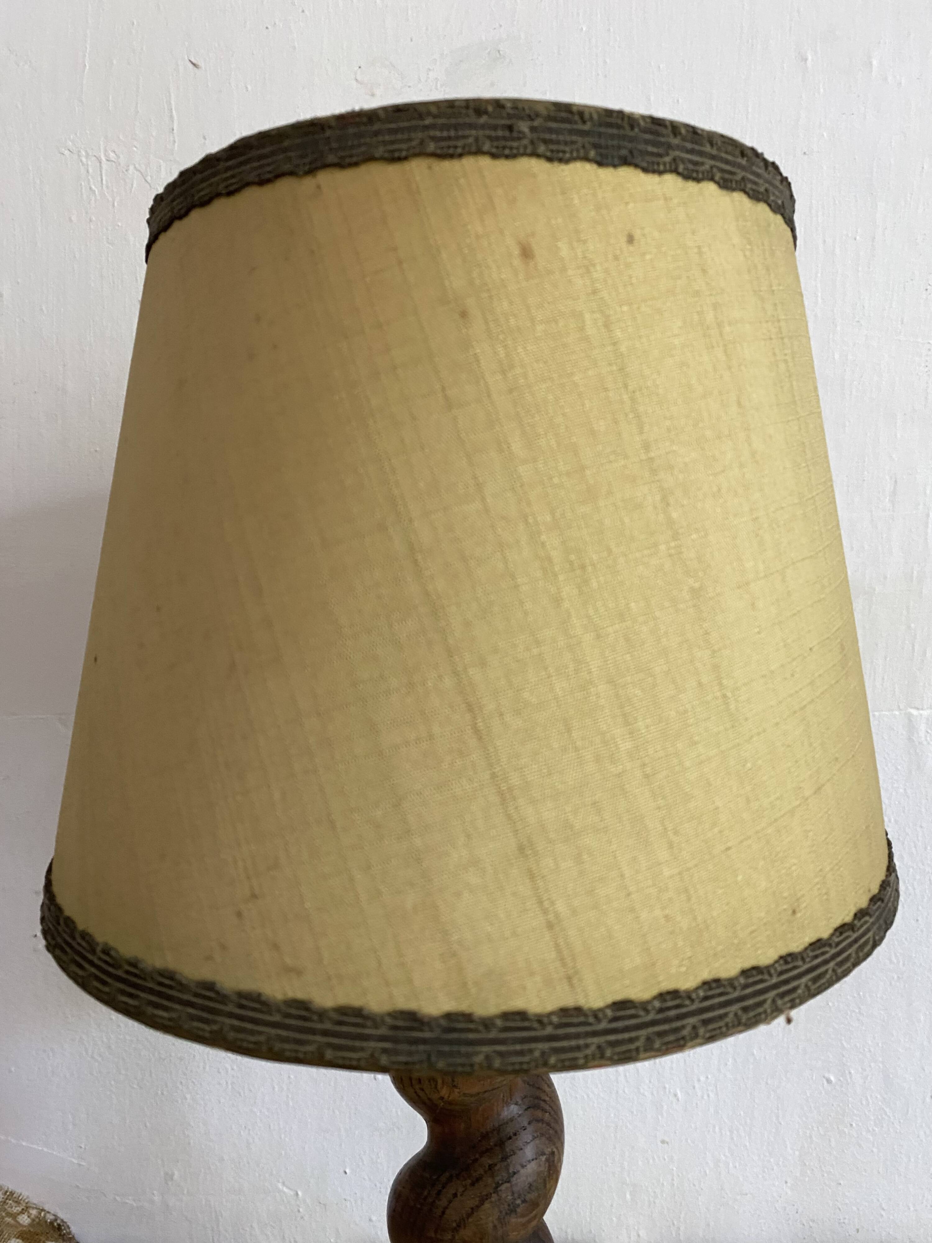 Antique lamp in twisted turned wood