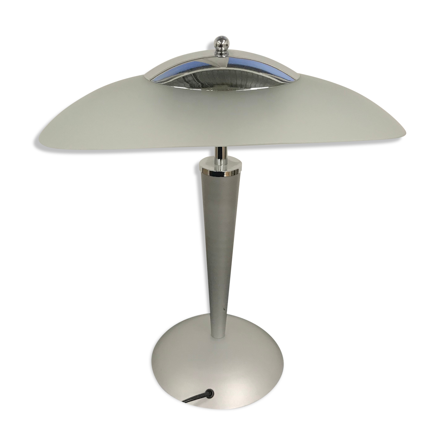 Gray lamp with oval frosted glass lampshade