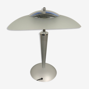 Gray lamp with oval frosted glass lampshade