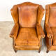 Set of two sheep leather wingback armchairs Delft