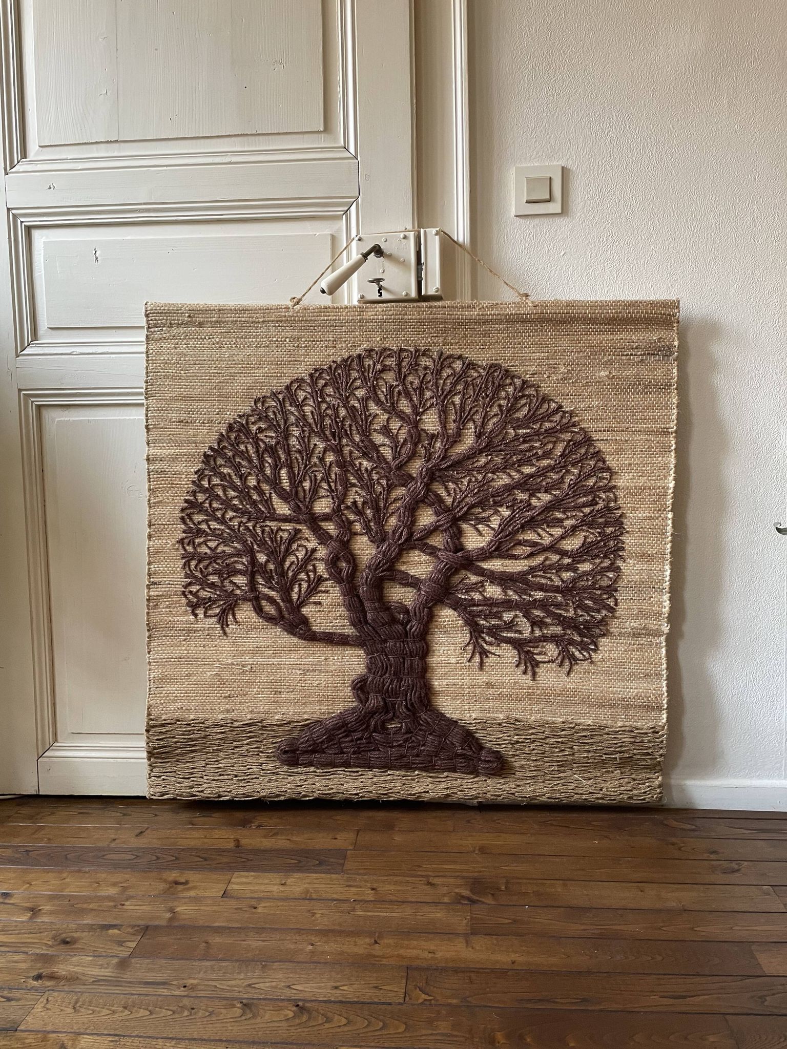 Large woven wall tapestry made of fibers Tree of Life