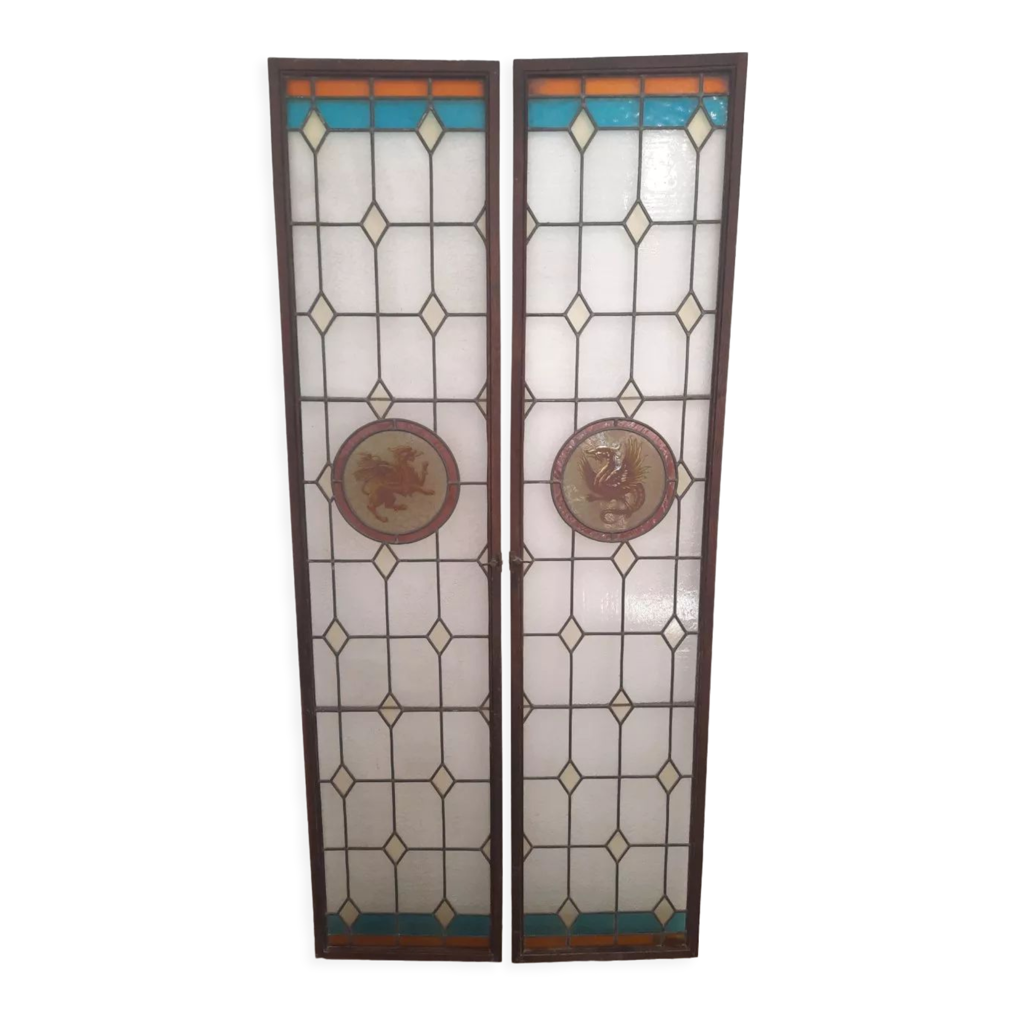 Double porte ancienne vitraux
