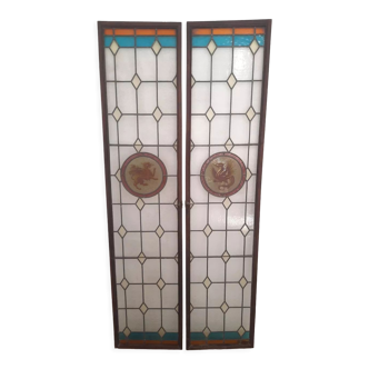 Double old stained glass door