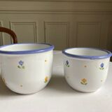 Deux cache-pots en faïence fleurie années 80