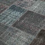 Handmade Oriental Contemporary 170 cm x 240 cm Grey Patchwork Carpet
