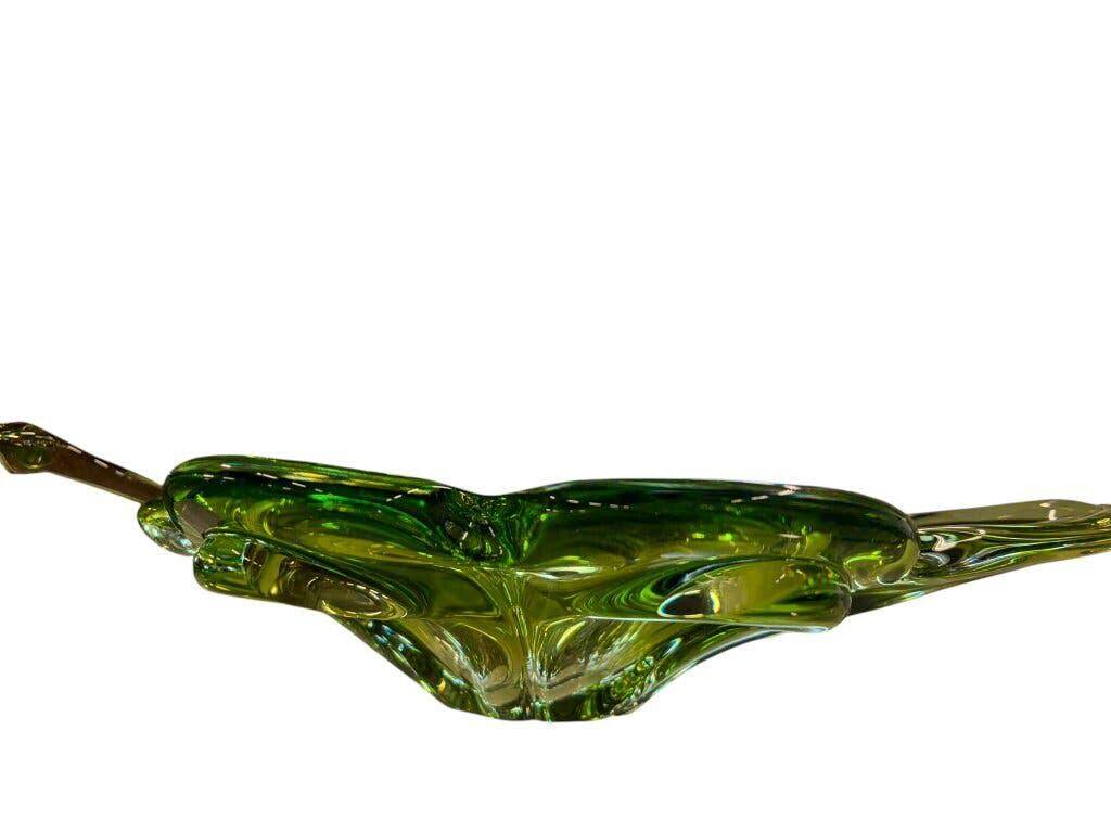 Vintage green Murano glass bowl