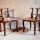 Pair of 1900 living room armchairs with bistro seating