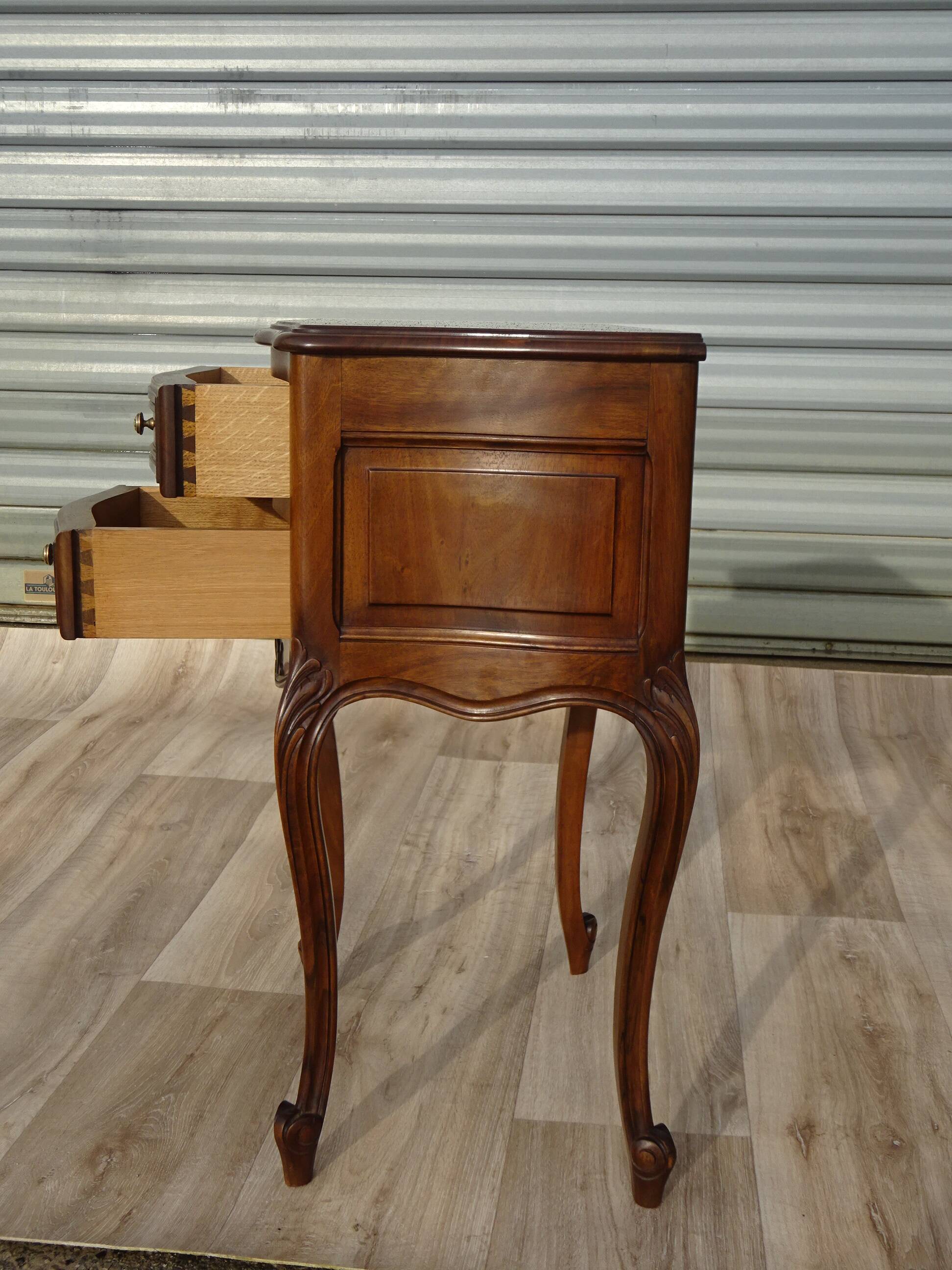 Louis XV bedside table in solid walnut