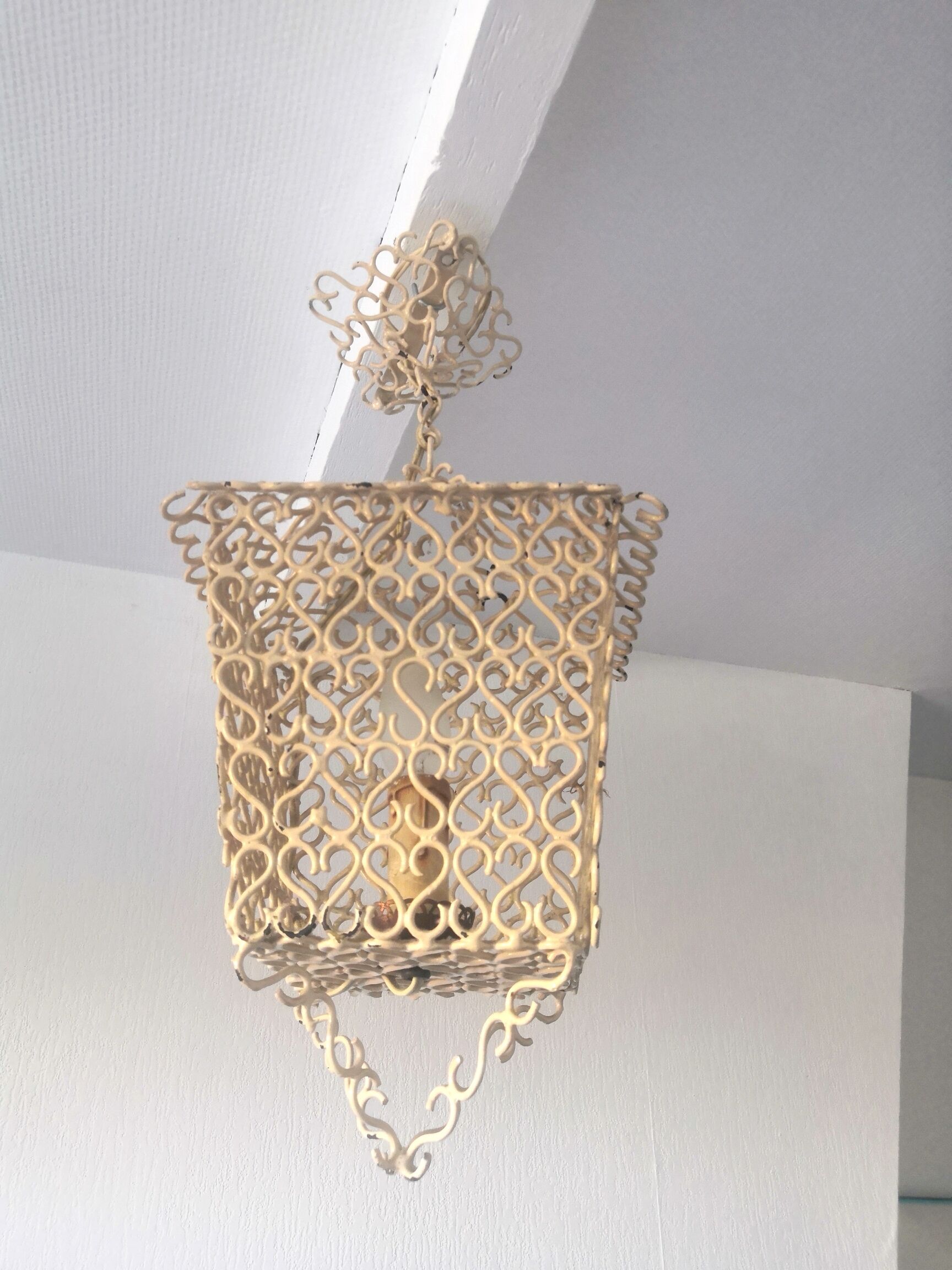Lantern suspension in metal hooks design 50s - 60s