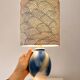 Small wireless West German pottery vase lamp with Japanese shade.