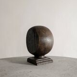 Pair of Vintage Black & Brown Round Wooden Sculptures