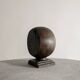 Paire de sculptures rondes vintage en bois noir et marron