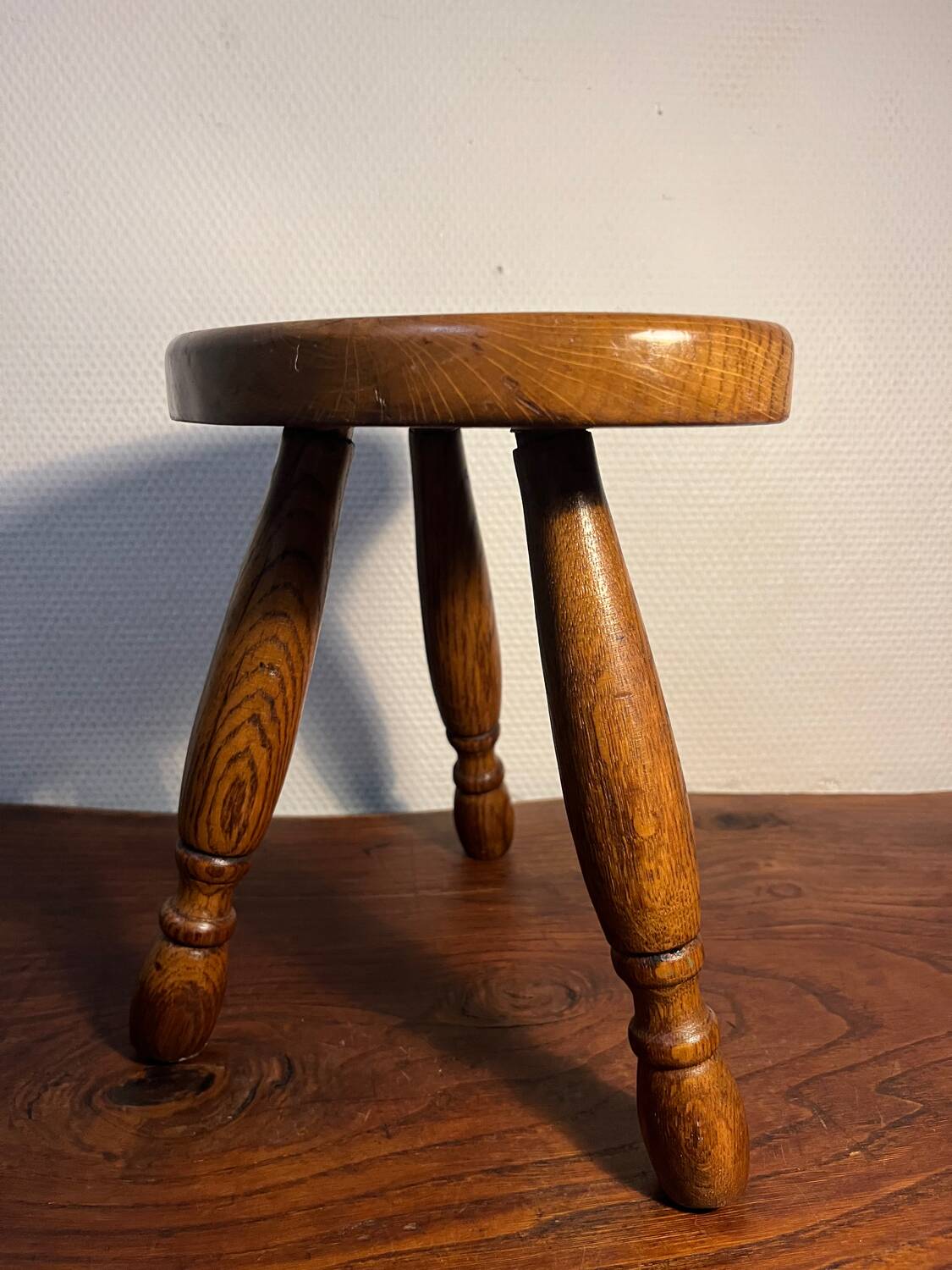 Small oak tripod stool or plant stand