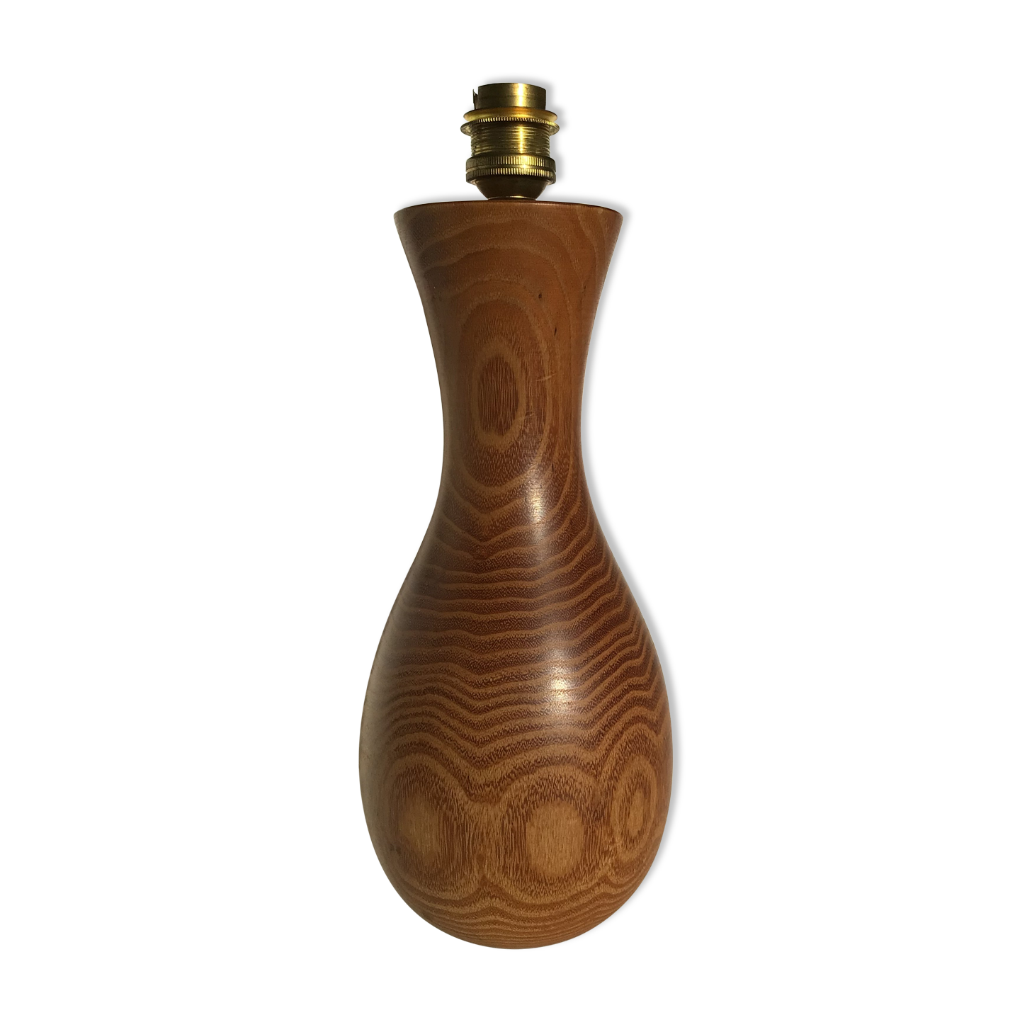 Pied de lampe bois massif creusé 70’s