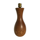 Pied de lampe bois massif creusé 70’s