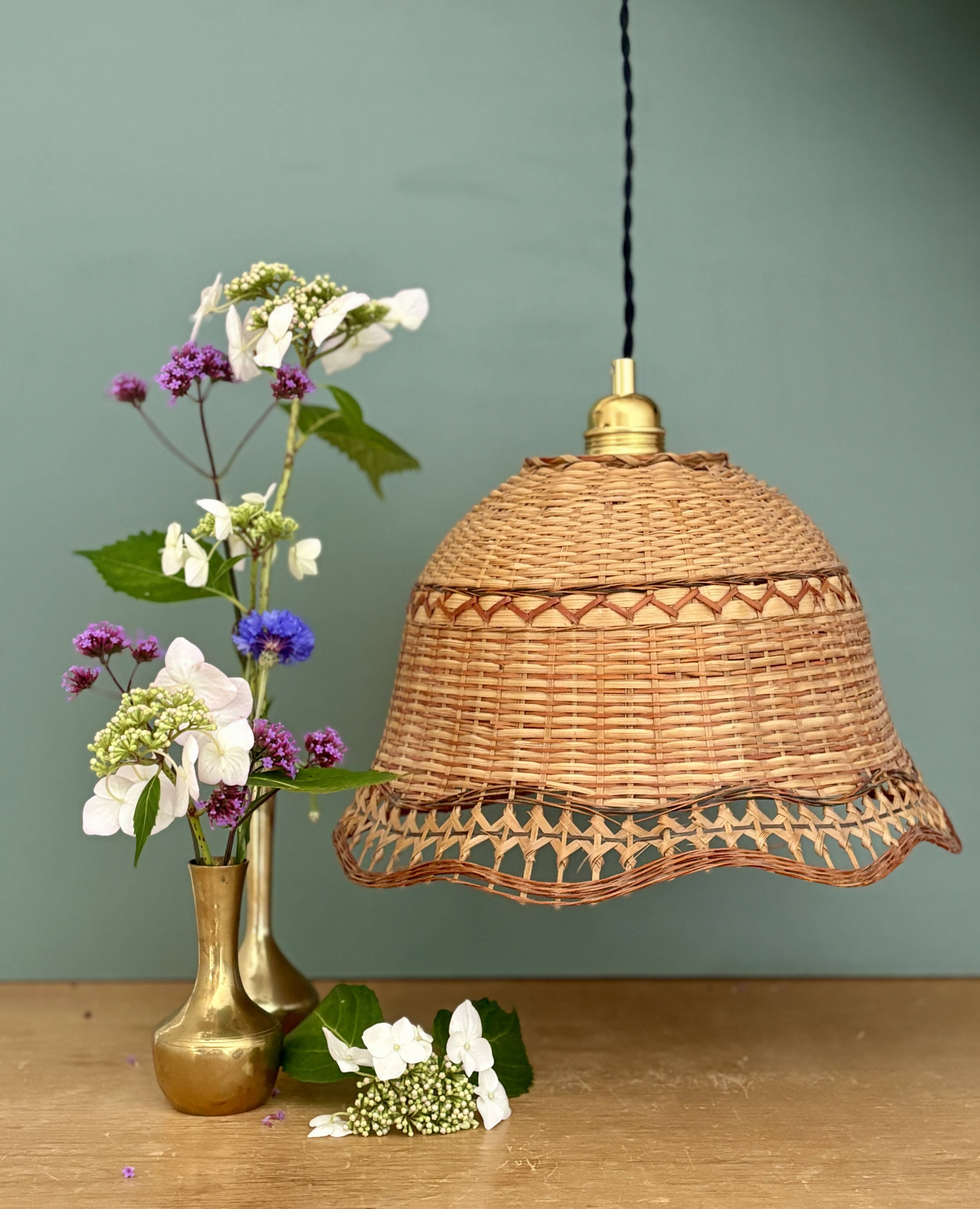 Vintage pendant light in natural materials