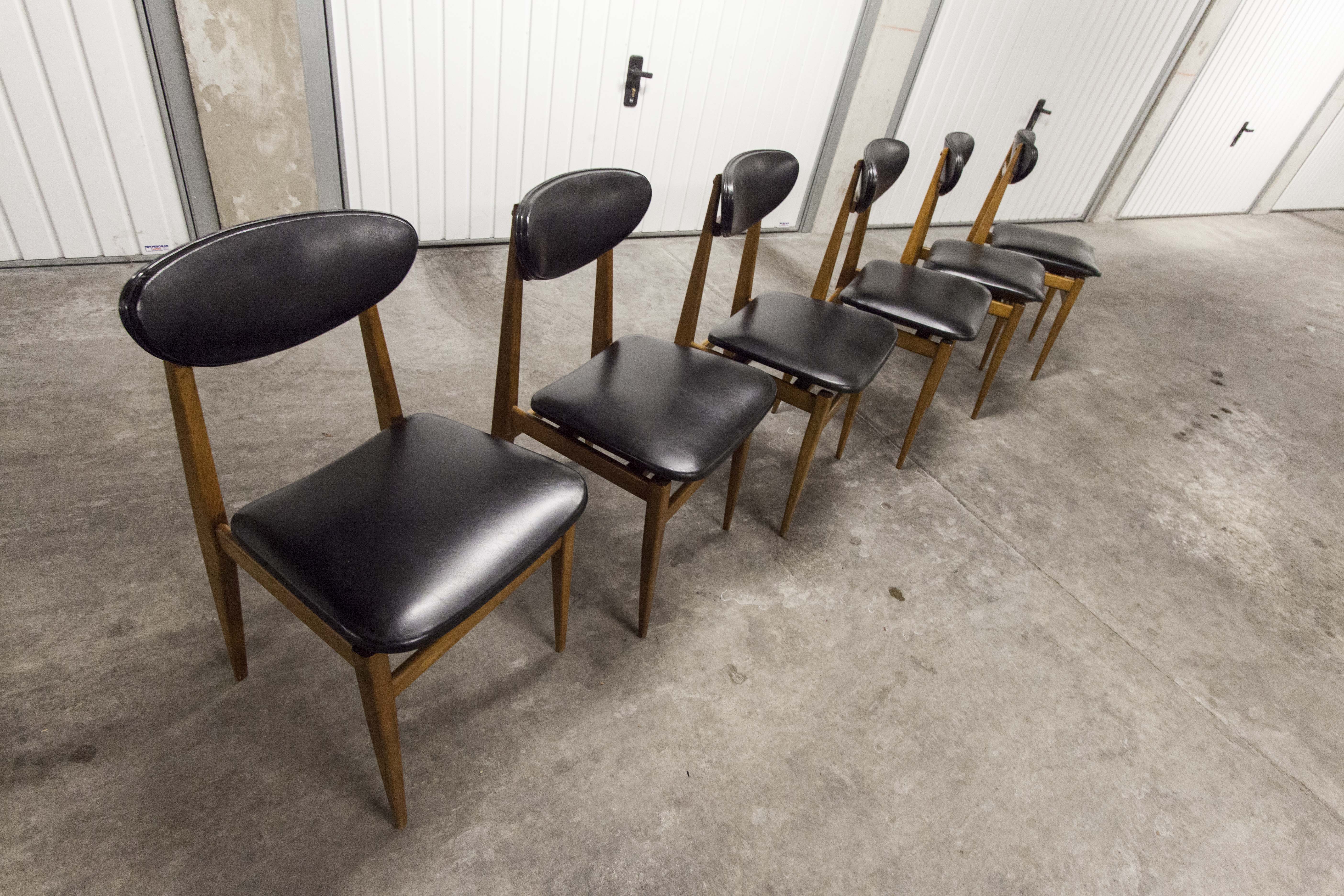 6 Teak chairs with oval back