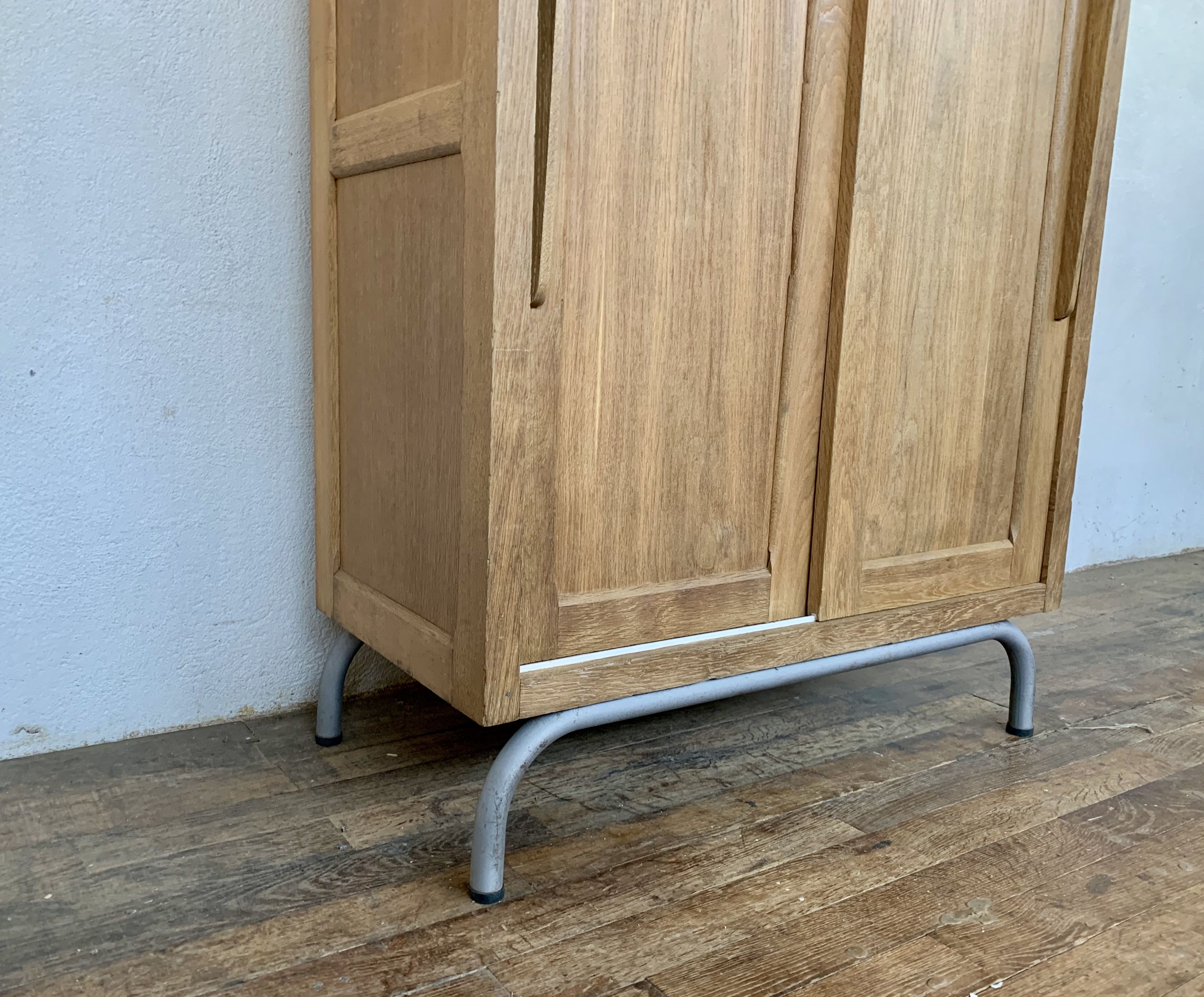 Vintage Parisian school cabinet tubular feet year 1950