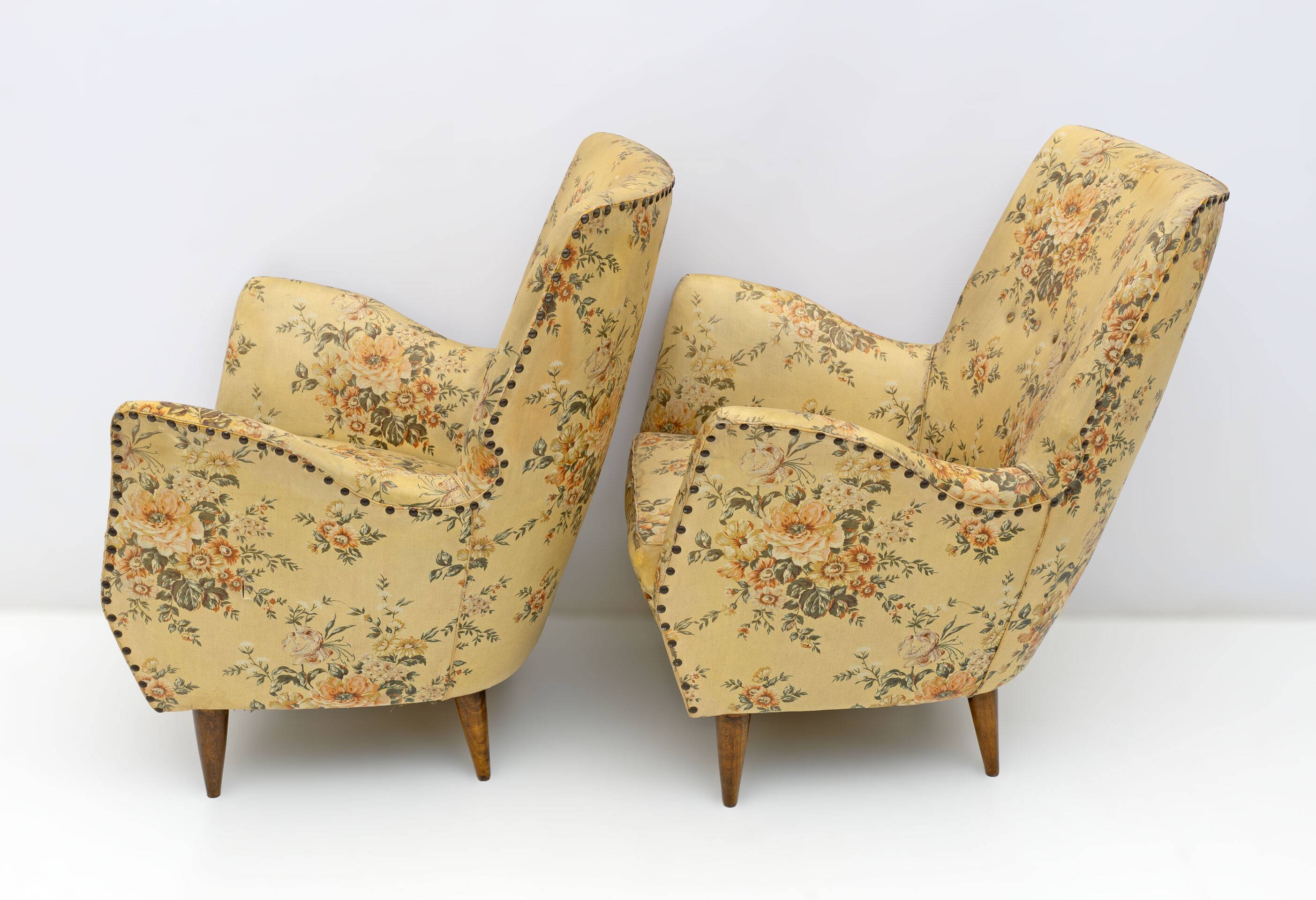 Attributed to Gio Ponti Mid-Century Modern Italian Armchairs by ISA, 1950s