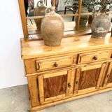 Buffet & Mirror XXL "Workshop Spirit" Set – Patinated Pine