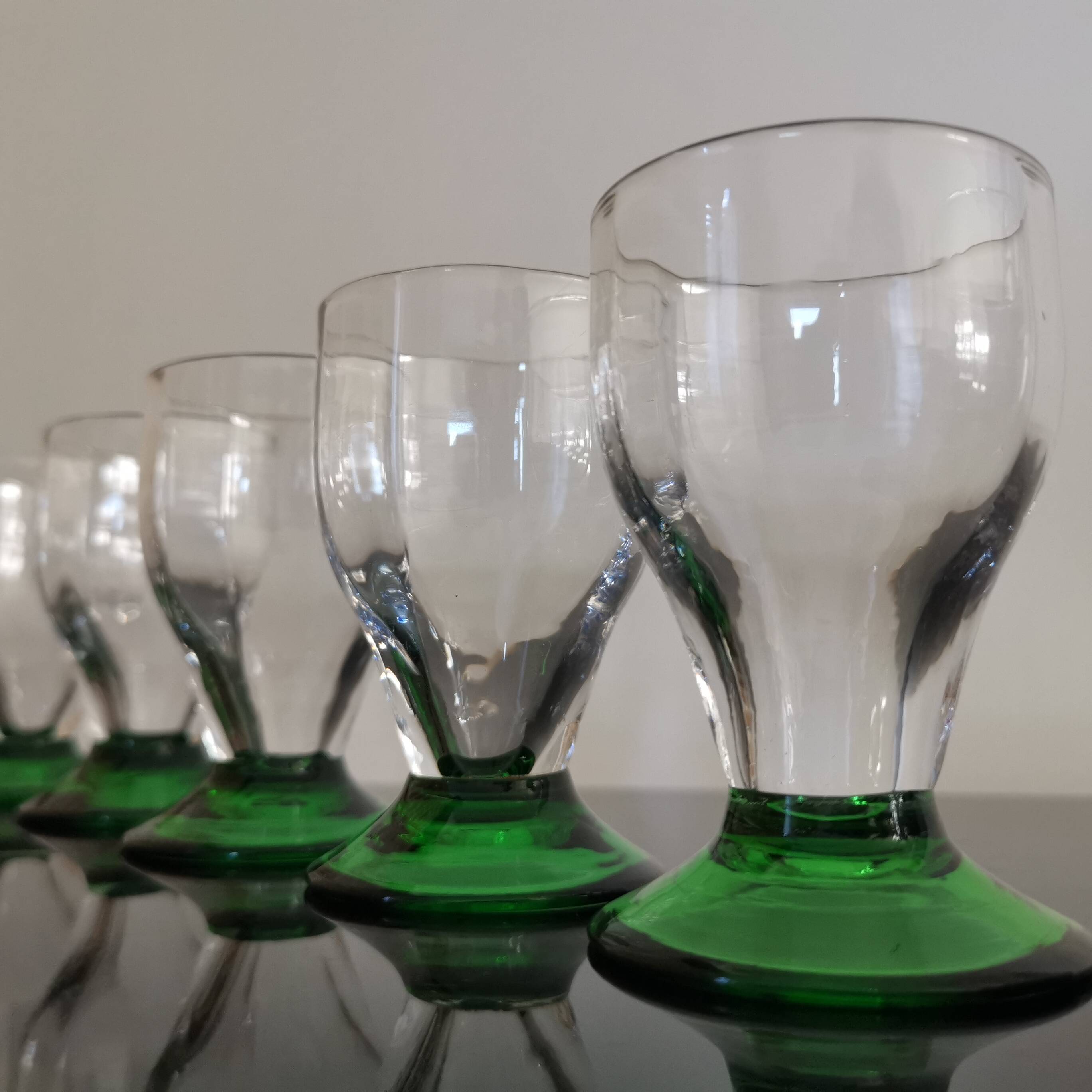8 old stemmed glasses, 1930s